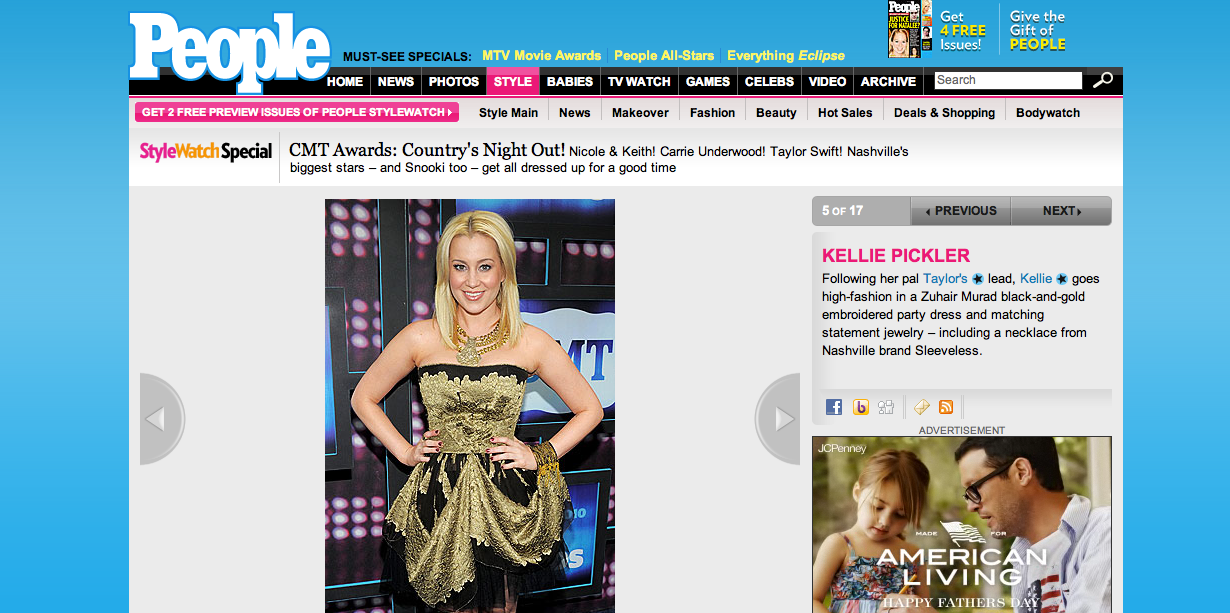 Kellie Pickler in People.com wearing SLEEVELESS