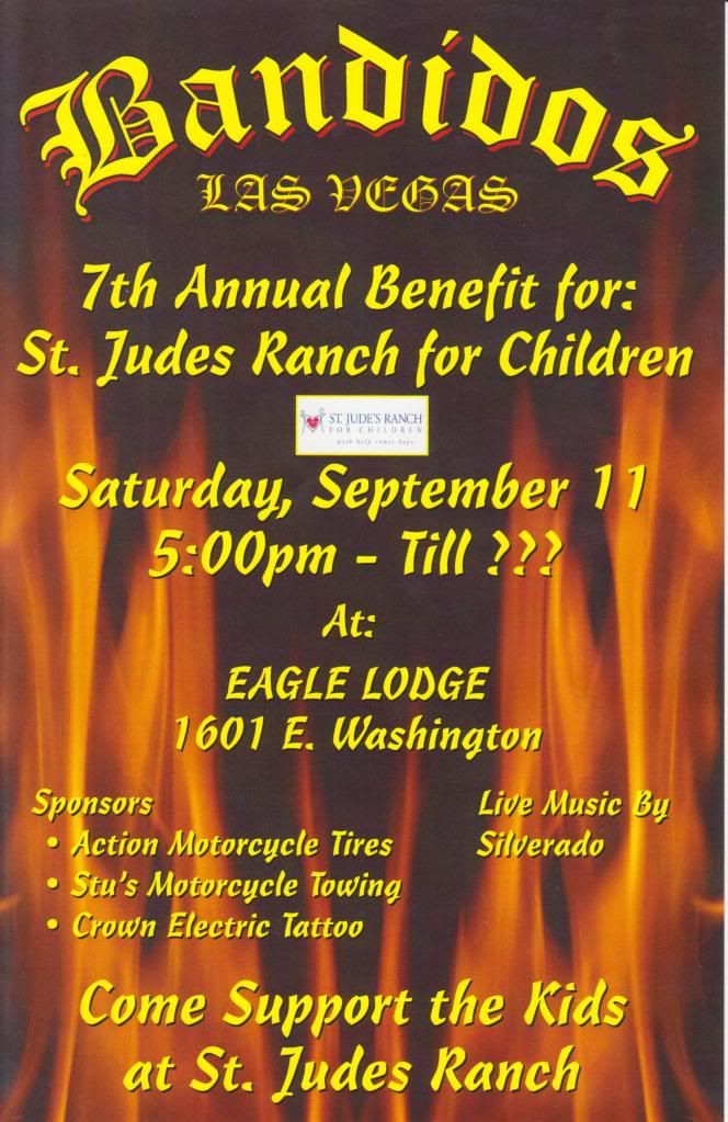 BANDIDOS MC LAS VEGAS 7th ANNUAL BENEFIT FOR ST JUDES RANCH FOR CHILDREN