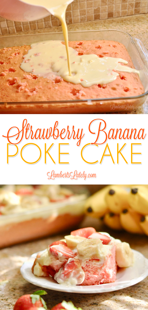 Strawberry Banana Poke Cake || Easy Summer Spring Recipes || Desserts || Cooking || Pudding