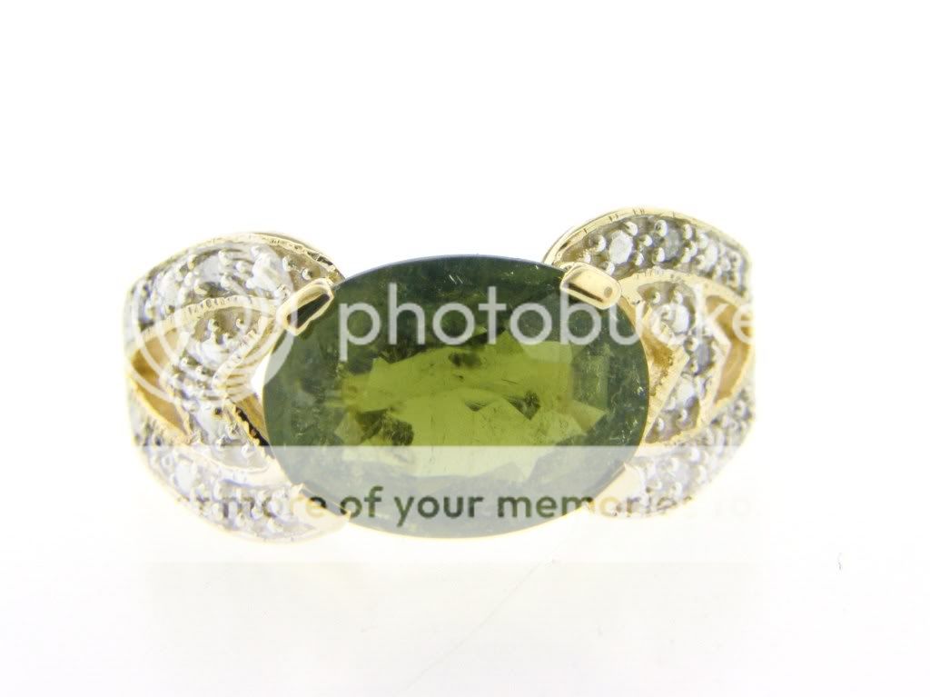 Rare Tsavorite Garnet & Diamond Solid 14K Gold Ring  