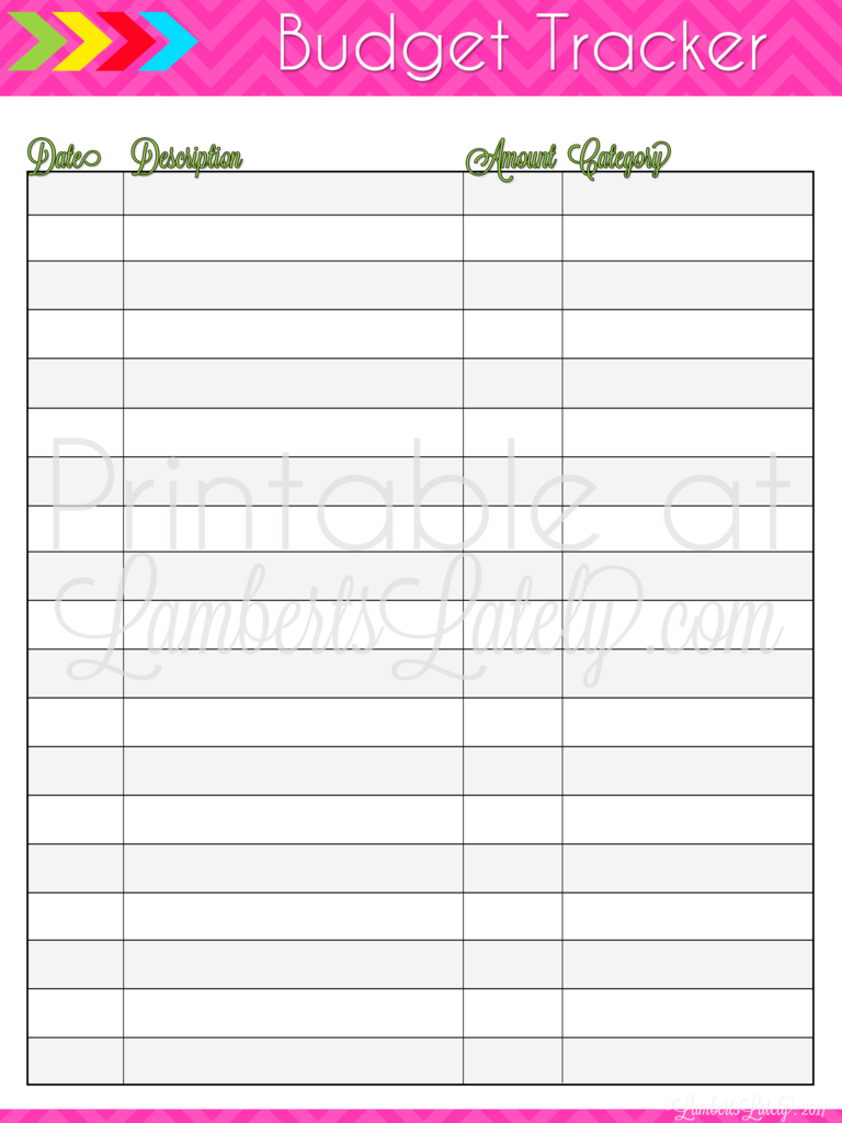 Free Budget Printable.